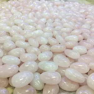 流行宽松宝石珠26 * 36毫米天然玫瑰水晶粉色石英珠