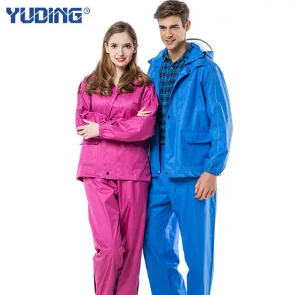 Veste courte en vinyle PVC/Polyester pour femmes, combinaison de pluie, bleu/rouge, robuste, étanche, pantalon waffle,