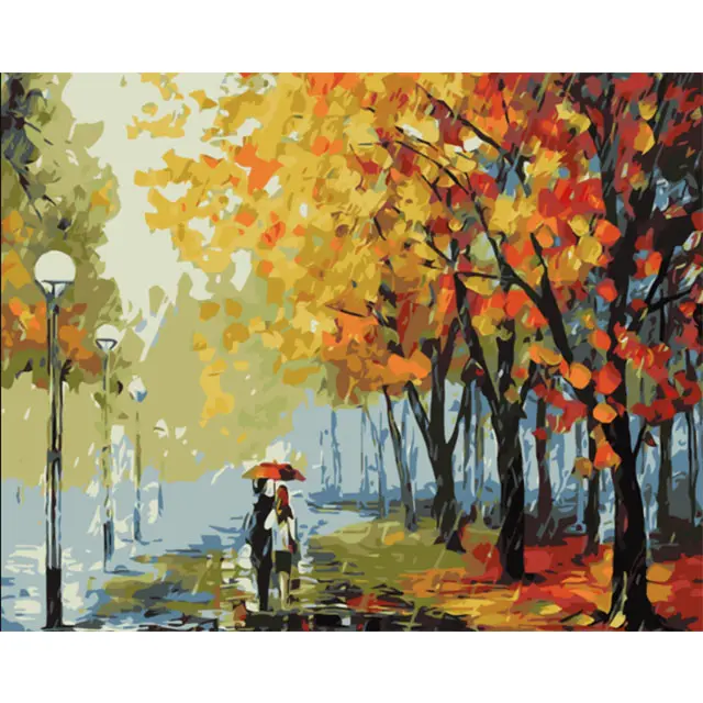Hot selling handmade Landscape Wall Pictures Paint by Numbers DIY Home Decor Art Oil Painting, Kids Gift Craft