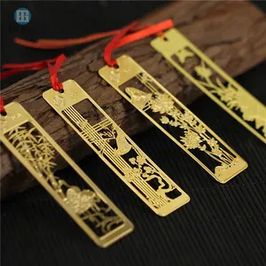 Estilo chinês vintage requintado personalizado belo brilhante ouro metal marcador para livro