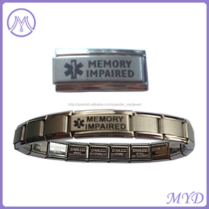 Vértigo con láser de acero inoxidable brazalete de identificación médica italiana - Product Image 4