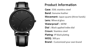 China Shenzhen Fabrik Matt-Schwarze Luxuriöse Minimalistische Herrenuhren mit Gutem Preis und Niedriger Mindestbestellmenge - Product Image 3