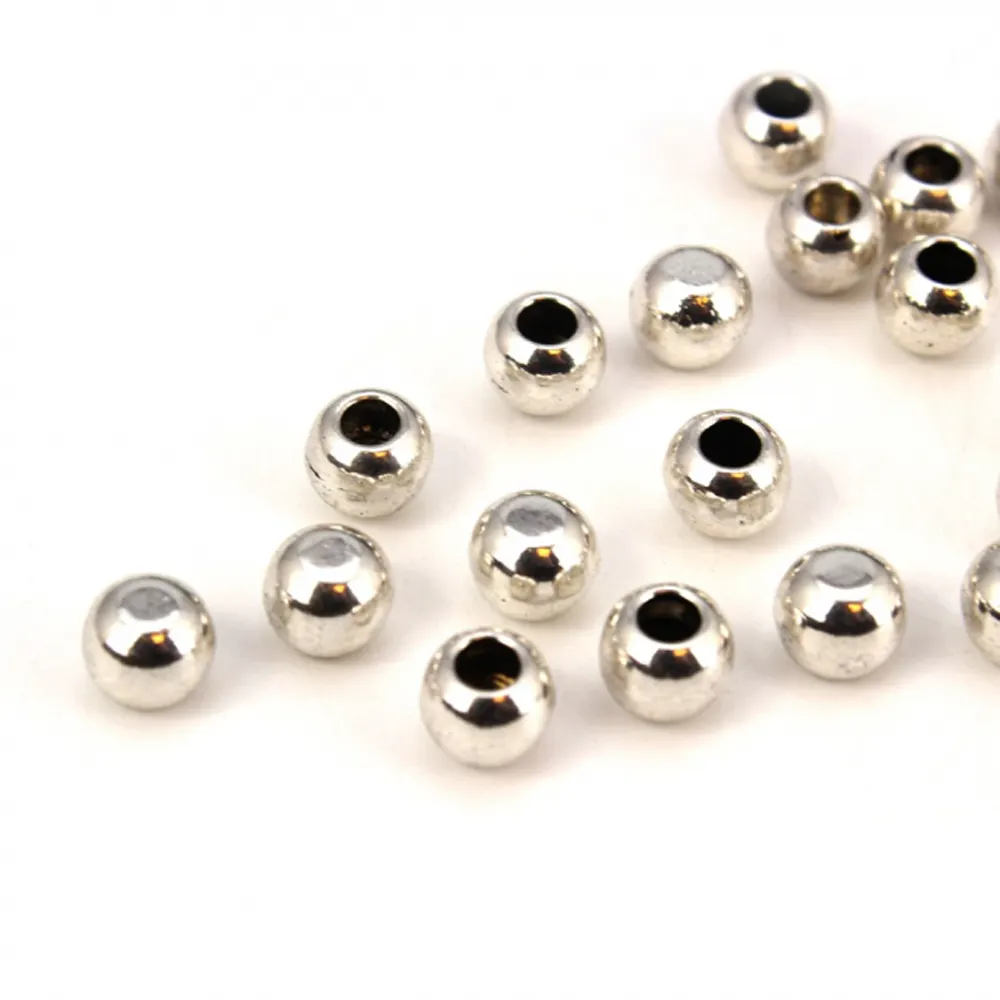 Contas espaçadoras para colar e bracelete, acessórios de joias redondas prateadas para colar e pulseira 2.5mm