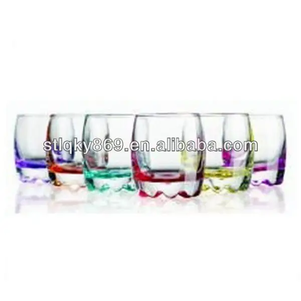 Bunte Schnaps glas Tasse farbige Boden Schnaps glas 2oz Großhandel farbige Schnaps glas Set