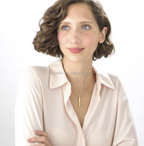 Fashion 925 <strong>Sterling</strong> <strong>Silver</strong> Gold Plated Box Chain Punk Style Zircon Custom Vertical <strong>Bar</strong> Pendant <strong>Necklaces</strong> - Product Image 3