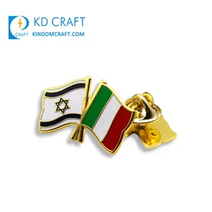 High quality custom metal brass hard enamel friendship double cross flag lapel pin for meeting