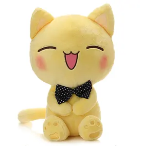 Cute Big Face Smile Cat Stuffed soft plush lucky big doll to girl wholesale custom plush cat