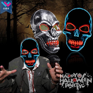 <span class=keywords><strong>Maschera</strong></span> LED T-Worthy per Halloween <span class=keywords><strong>con</strong></span> Filo EL Luminoso Multicolore, <span class=keywords><strong>Maschera</strong></span> Neon <span class=keywords><strong>Horror</strong></span> per Feste e Festival, Unisex per Adulti - Product Image 1