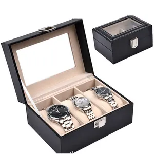 Classic Factory OEM Design Handmade Three Pieces Luxury Pu Leather Watch Display Box