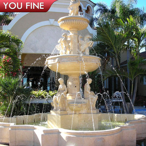 YOUFINE Villa classique en plein air Garden Center Art Decor sculpté à la main grande fontaine d'eau de dame en marbre Beige à vendre - Product Image 3