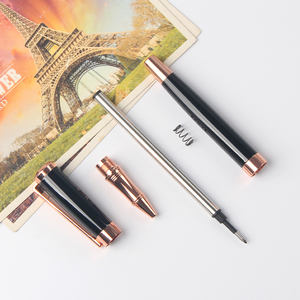Stylo à bille roulante en métal imprimé logo personnalisé blanc noir rose doré 0.7mm largeur d'écriture cadeau d'affaires - Product Image 4