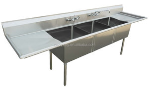 NSF approvazione di grandi <span class=keywords><strong>dimensioni</strong></span> in acciaio inox a tre vasche <span class=keywords><strong>lavello</strong></span> per cucina o agriturismo con profondo ciotole di commercio per il lavaggio - Product Image 2