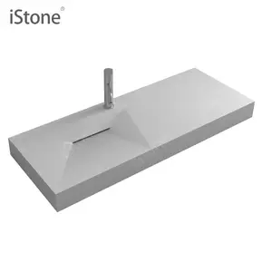 Solid Surface 돌 수지 직사각형 벽-정지 된 싱크 WD38428