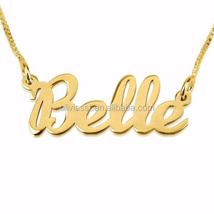 Olivia punk plata te amo etiqueta de metal collar de nombre grabado personalizado sigature - Product Image 3