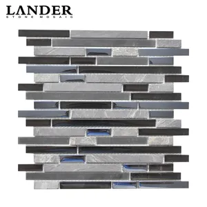 Dải slate hỗn hợp thủy tinh gạch mosaic cho backsplash