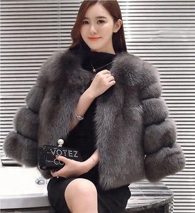 <span class=keywords><strong>Cappotto</strong></span> e giacca in pelliccia corta da <span class=keywords><strong>donna</strong></span> tinta unita <span class=keywords><strong>nero</strong></span> blu 3xl grossista - Product Image 5