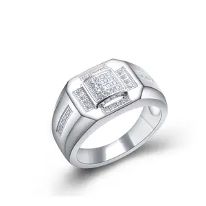 Bague en argent sterling 925 pour hommes, diamant de fiançailles ou de mariage