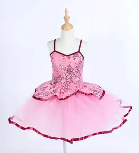新款热卖儿童芭蕾舞短裙舞蹈服装，玫瑰粉色舞蹈裙子