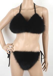 Set Bikini Lussuoso da Donna in Pelliccia <span class=keywords><strong>di</strong></span> Procione Lavorata all'Uncinetto, Sexy e Soffice, con Dettagli in Pelliccia Arcobaleno, Ideale per l'Inverno - Product Image 3