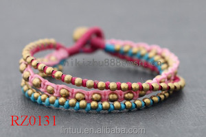 Campana de bronce de tejido multicapa granos de la resina del brazalete de la pulsera para la señora - Product Image 1