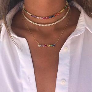 2023 Summer Latest New Design Jewelry Choker Tennis Cz Choker European Women <strong>Statement</strong> <strong>Necklace</strong> - Product Image 1