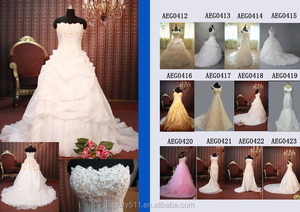 Robe de mariée trapèze en Satin/Organza sans bretelles avec motif floral AS00302 - Product Image 5