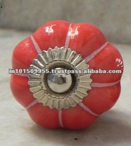 Perillas de cerámica hechas a mano al por mayor, perilla de armario redonda con forma de calabaza roja, tiradores de puerta, fabricante de Hardware, tiradores de cajón, lote a granel - Product Image 2