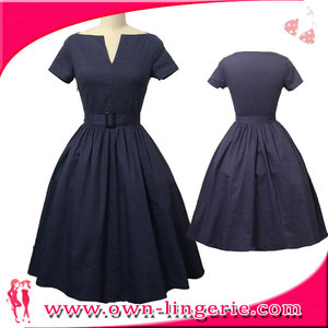 MANGA CORTA SÓLIDO NUEVO VESTIDO del OSCILACIÓN de <span class=keywords><strong>LA</strong></span> VENDIMIA 1950 s ROCKABILLY PINUP VESTIDO PARA LAS MUJERES MÁS EL TAMAÑO - Product Image 6