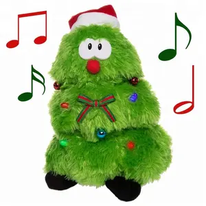 拥抱有趣的毛绒玩具毛绒动物玩具唱歌跳舞点亮圣诞树
