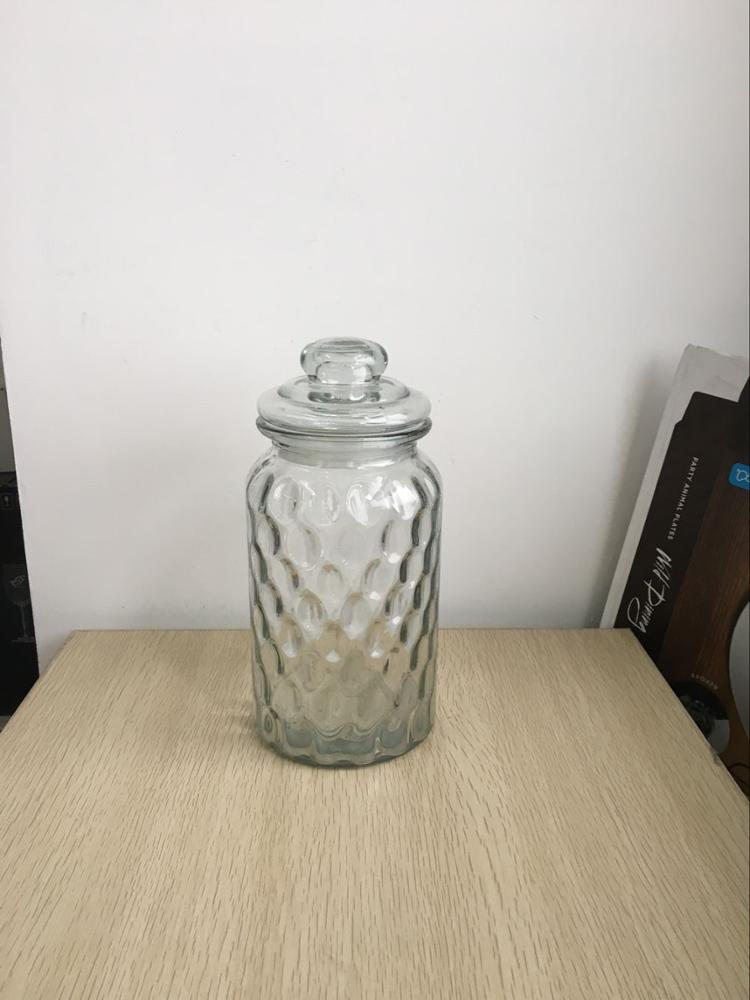 Custom Embossment Tea Coffee Food Healthy Glass Storage Jar With glass Lid