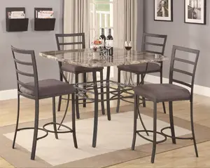 Restaurant uesd comfortable soft seat Faux Marble Top Metal Dining Table and chairs