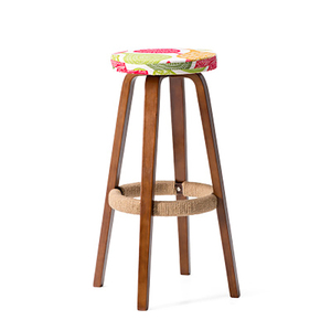 Online Winkelen Franse Stijl Vintage Ronde <span class=keywords><strong>4</strong></span> Been Houten Barkruk - Product Image 1