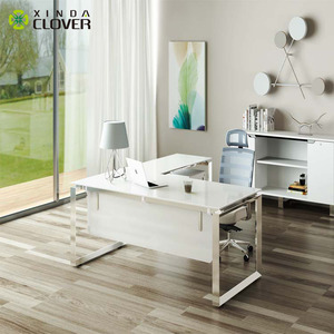 Oficina muebles de diseño CEO escritorio ejecutivo mesa con tapa de cristal - Product Image 3