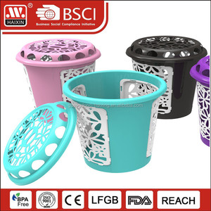 Haixing New Design <strong>Plastic</strong> <strong>Laundry</strong> <strong>Basket</strong> Storage with Lid <strong>Popular</strong> <strong>Basket</strong> Double Color 12811 - Product Image 4