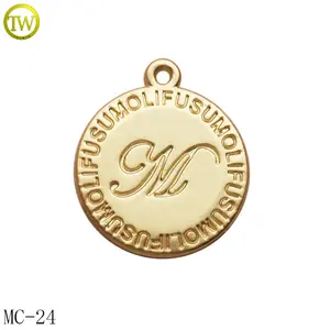 Round Customize Metal Tags Custom Logo Stamped Metal Jewelry Tags Metal Round Name Charm Tags For Bracelets