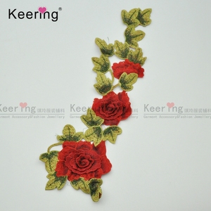 Patchs brodés de fleurs de grande taille en gros, à coudre sur les vêtements, WEF-821 - Product Image 5