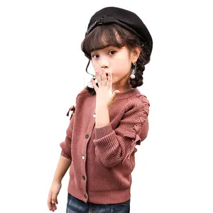 गर्म बिक्री केबल टाई आस्तीन बटन बच्चे लड़की चंकी यूरोपीय बच्चे स्वेटर