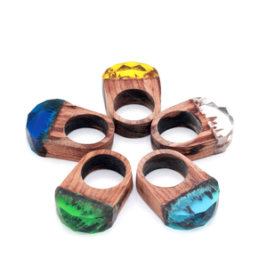Nuovo Design FAI DA TE artigianato In Legno e Resina Segreto Trasparente Anelli Blu Foresta Anello Fatto A Mano Magica Dei Monili per la Donna - Product Image 4