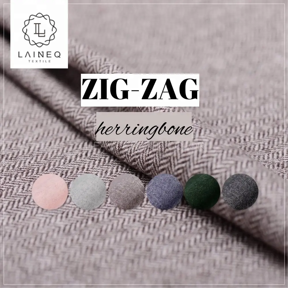 Cina Pabrik Zig-Zag Herringbone Tweed Wol Kasmir Mantel Kain Flanel untuk Varsity Jaket