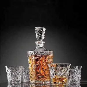 Decantador de vino de whiskey, juego de copas de cristal para whisky, estilo Diamante, GB11571, 7 unidades, promoción