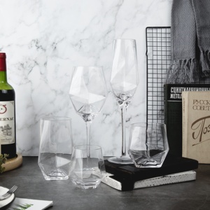 Coupe à vin en cristal transparent polygonal <span class=keywords><strong>Raymond</strong></span> pour whisky - Product Image 4