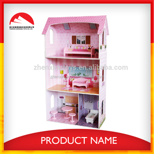 Maison de poupée jouet en bois pour enfants avec petits meubles - Product Image 3