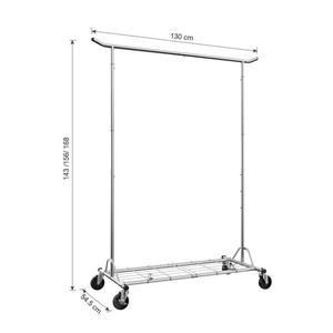 Rail à vêtements roulant robuste sur roulettes avec couvercle transparent, hauteur réglable, présentoir de magasin de vêtements, étagères de présentation, support - Product Image 5