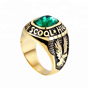 Cincin kelas baja tahan karat <span class=keywords><strong>Onyx</strong></span> hitam antik perhiasan Cluster kuningan kualitas tinggi hadiah pesta ulang tahun pernikahan emas 18K - Product Image 2