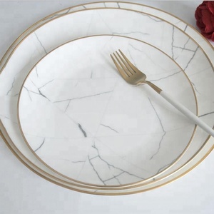 De <span class=keywords><strong>service</strong></span> rond 8 pouces marbre <span class=keywords><strong>assiette</strong></span> à <span class=keywords><strong>dessert</strong></span> os chine avec or jante - Product Image 4