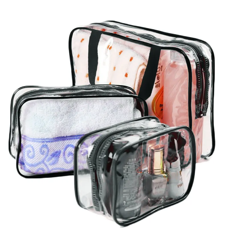 Customizable portable black travel small polyester microfiber makeup cosmetic bag