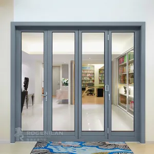 Sistema de puerta plegable de vidrio y aluminio para sala de estar, moderno, partición plegable deslizante