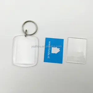 Good Quality Custom Shaped Souvenir Gift Blank Clear Acrylic photo Paper Insert Plastic Keychains