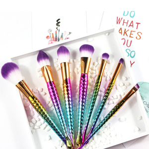 Paillettes sirène <span class=keywords><strong>licorne</strong></span> luxe 7 pièces bronzant dégradé de couleur ensemble de pinceaux de <span class=keywords><strong>maquillage</strong></span> cheveux synthétiques outil de beauté <span class=keywords><strong>maquillage</strong></span> pinceaux cosmétiques - Product Image 2