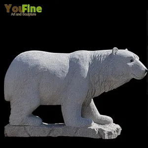 Adorable sculpture d'ours en pierre de grès décorative pour jardin - Product Image 1